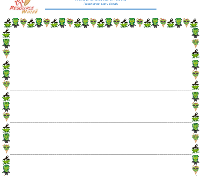 Thumbnail: Green Monster Halloween Page borders