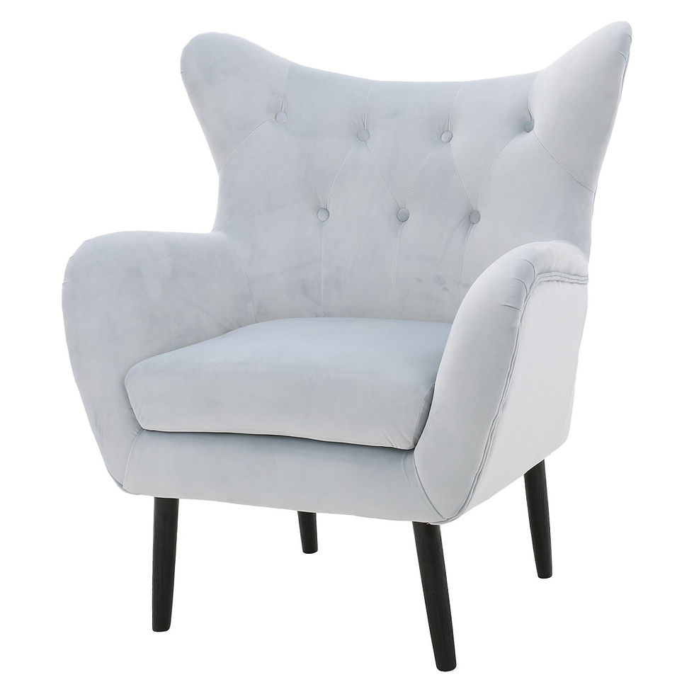 Pale gray accent chair with tufting, Target