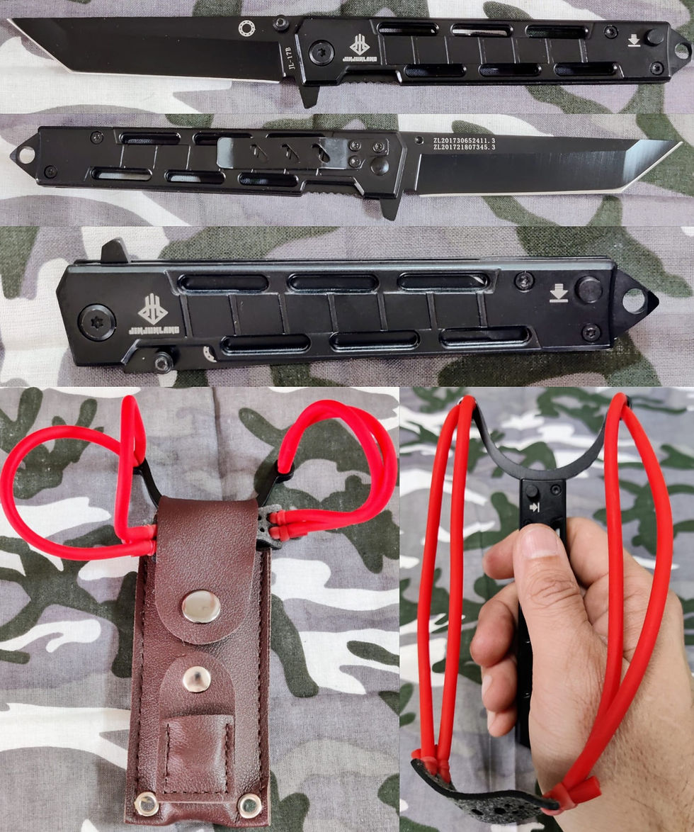 Thumbnail: סכין רוגטקה מתקפלת משולבת רוגטקה (קלע) בשני צבעים