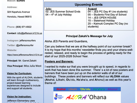Principal's Newsletter - July 2025