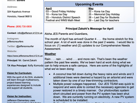 Principal's Newsletter - April 2026