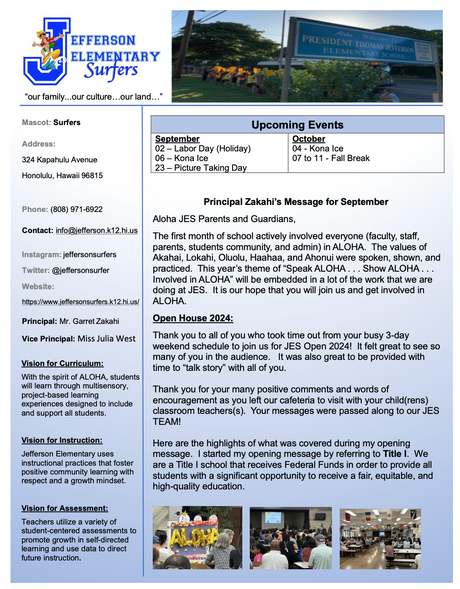 Principal's Newsletter - September 2024