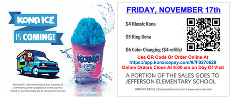 Kona Ice this Friday, November 17