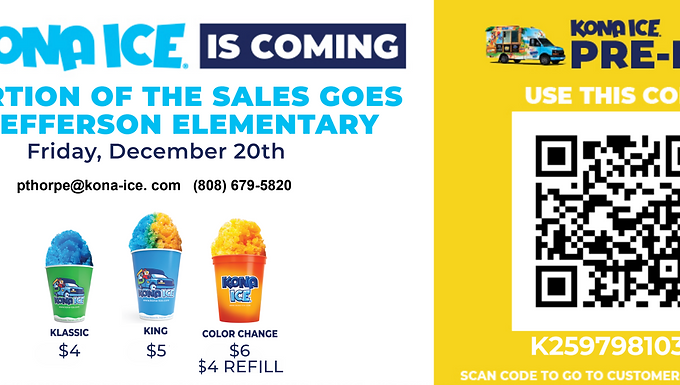 Kona Ice, this Friday 12/20