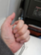 CalmCarry device being used on a plane
