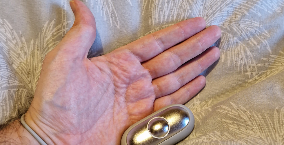 The wrist-strap of a CalmCarry being used