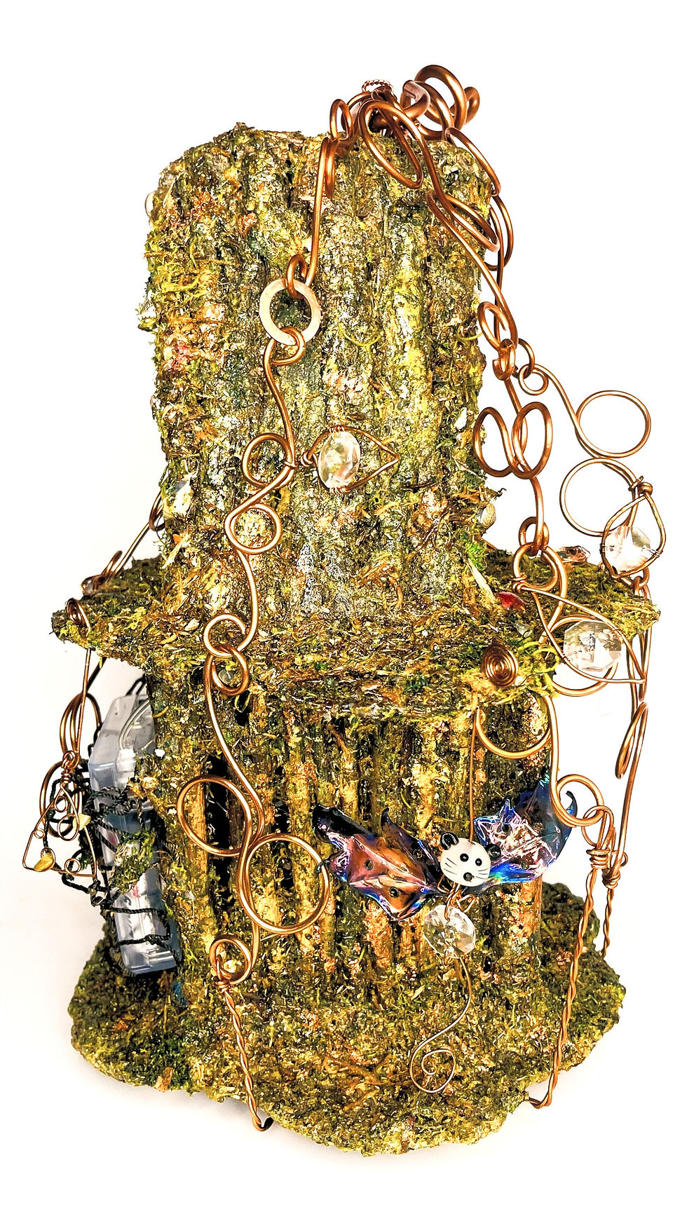 Thumbnail: Quantum Quattro Handmade Fairy House-100% Copper, Wood, Moss & Crystal Prism