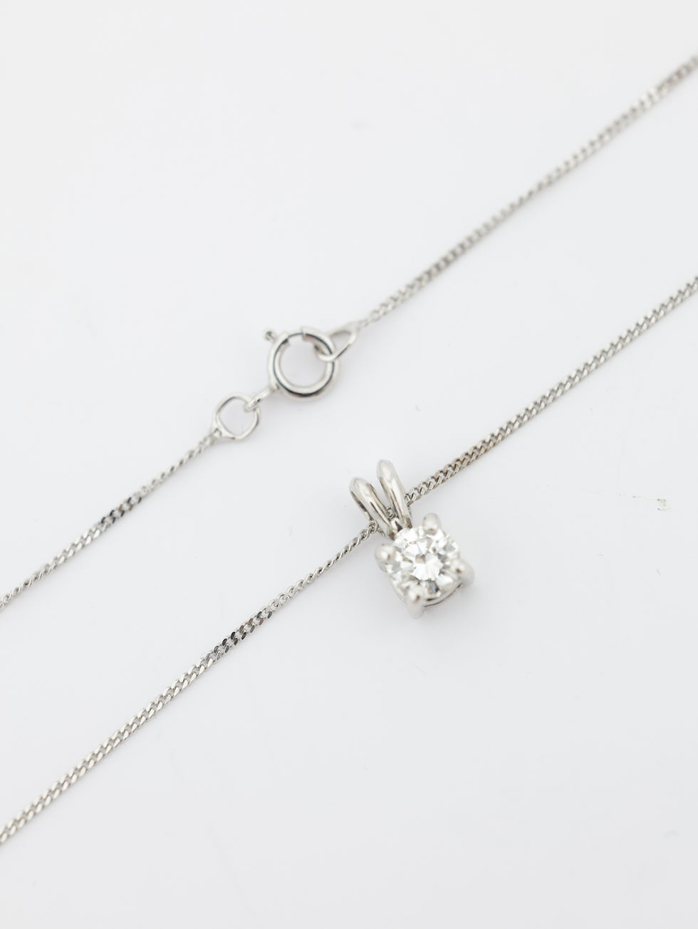 Thumbnail: 9ct White Gold Diamond Singular Pendant Necklace & Fine Chain