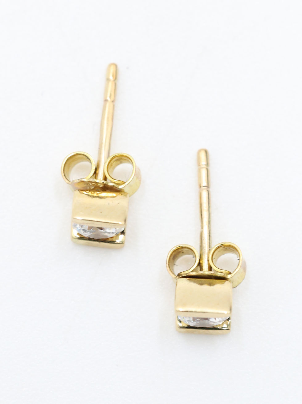 Thumbnail: 9ct Yellow Gold CZ Half Bezel Stud Earrings