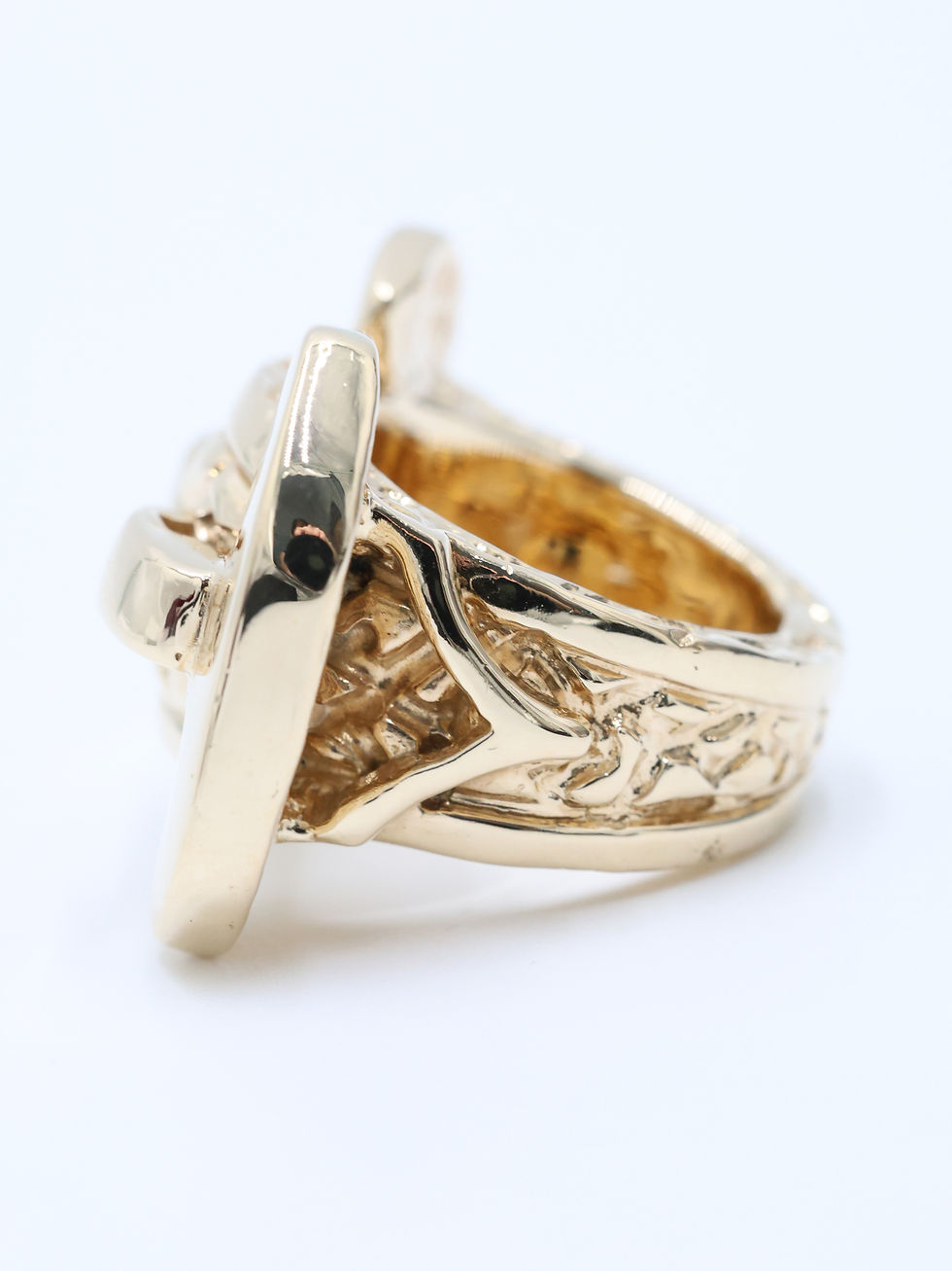Thumbnail: 9ct Yellow Gold CHUNKY Wide Buckle Ring  Size U