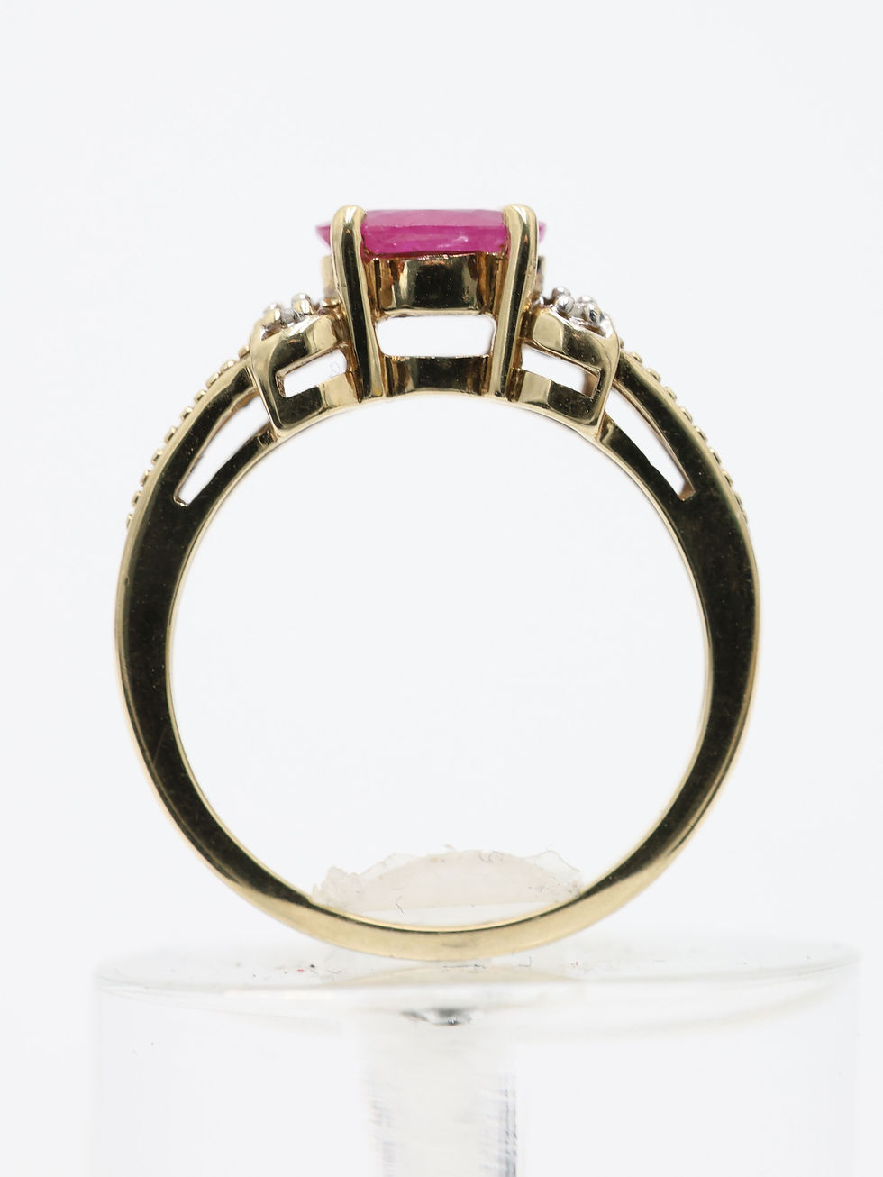 Thumbnail: 9ct Yellow Gold Oval Cut Pink Sapphire & Diamond Cocktail Ring