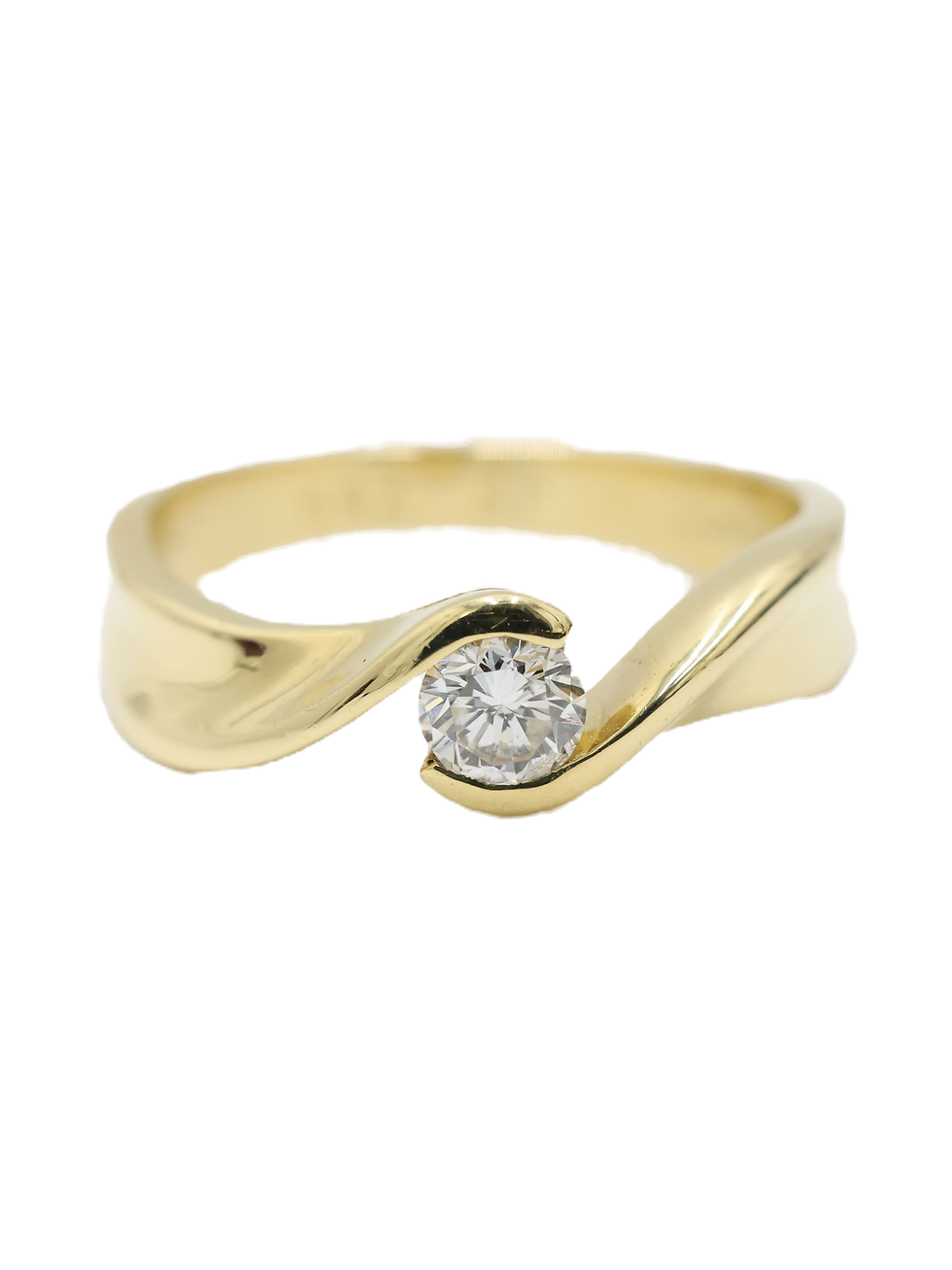 Thumbnail: 18ct Yellow Gold 1/3 Carat Diamond Twist Set Rub Over Ring