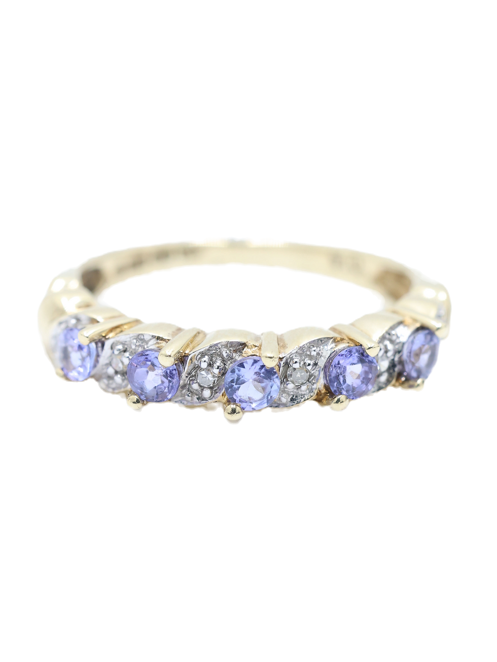 Thumbnail: 9ct Yellow Gold Iolite & Diamond Half Eternity Ring