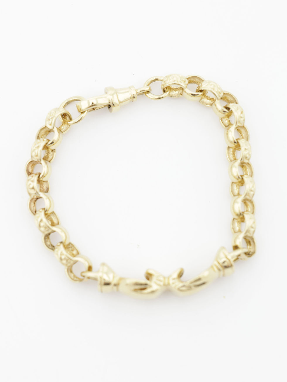Thumbnail: 9ct Yellow Gold Double Boxing Glove Kids Belcher Bracelet  6"