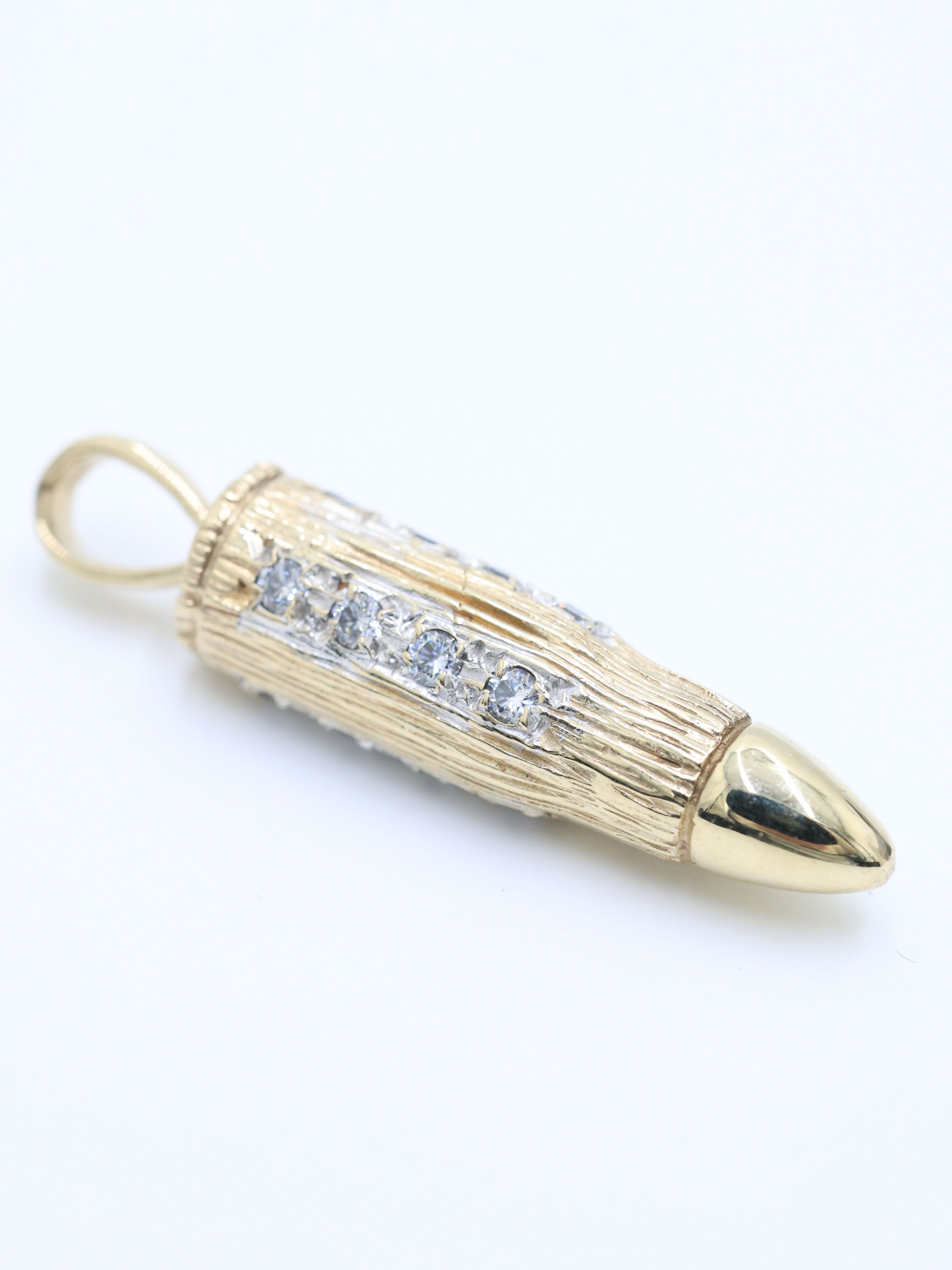 9ct Yellow Gold CZ Bullet Pendant