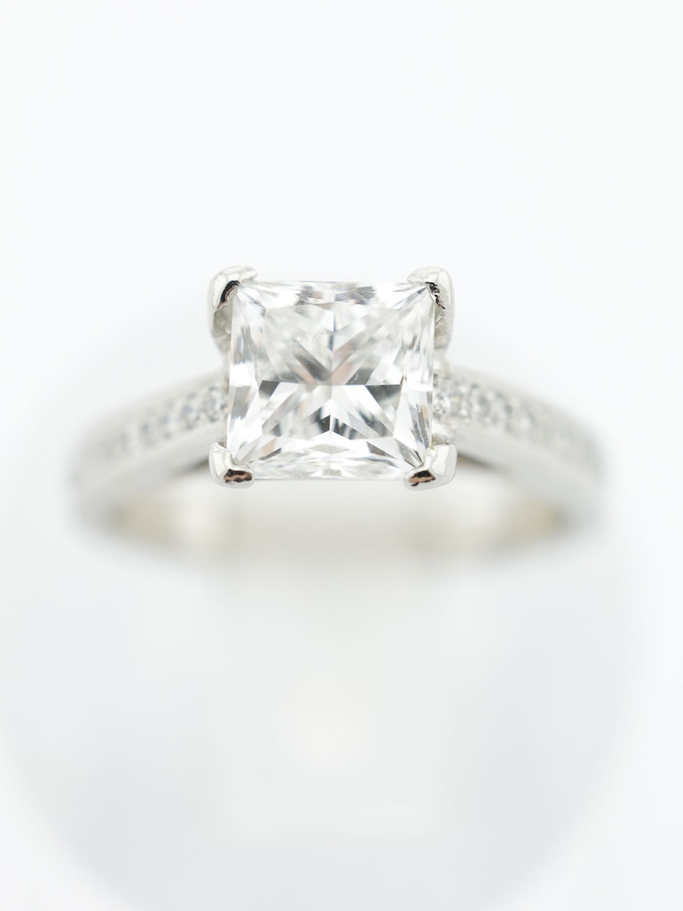 Thumbnail: Platinum Large 2.21 Carat GIA Diamond Princess Cut & Shoulders Ring