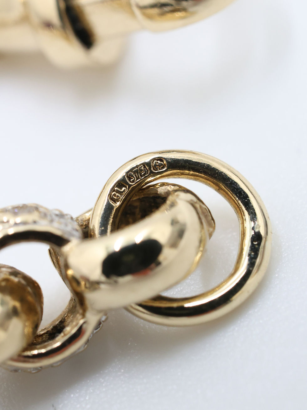 Thumbnail: 9ct Yellow Gold CZ Heart Belcher Link Bracelet  7.5"