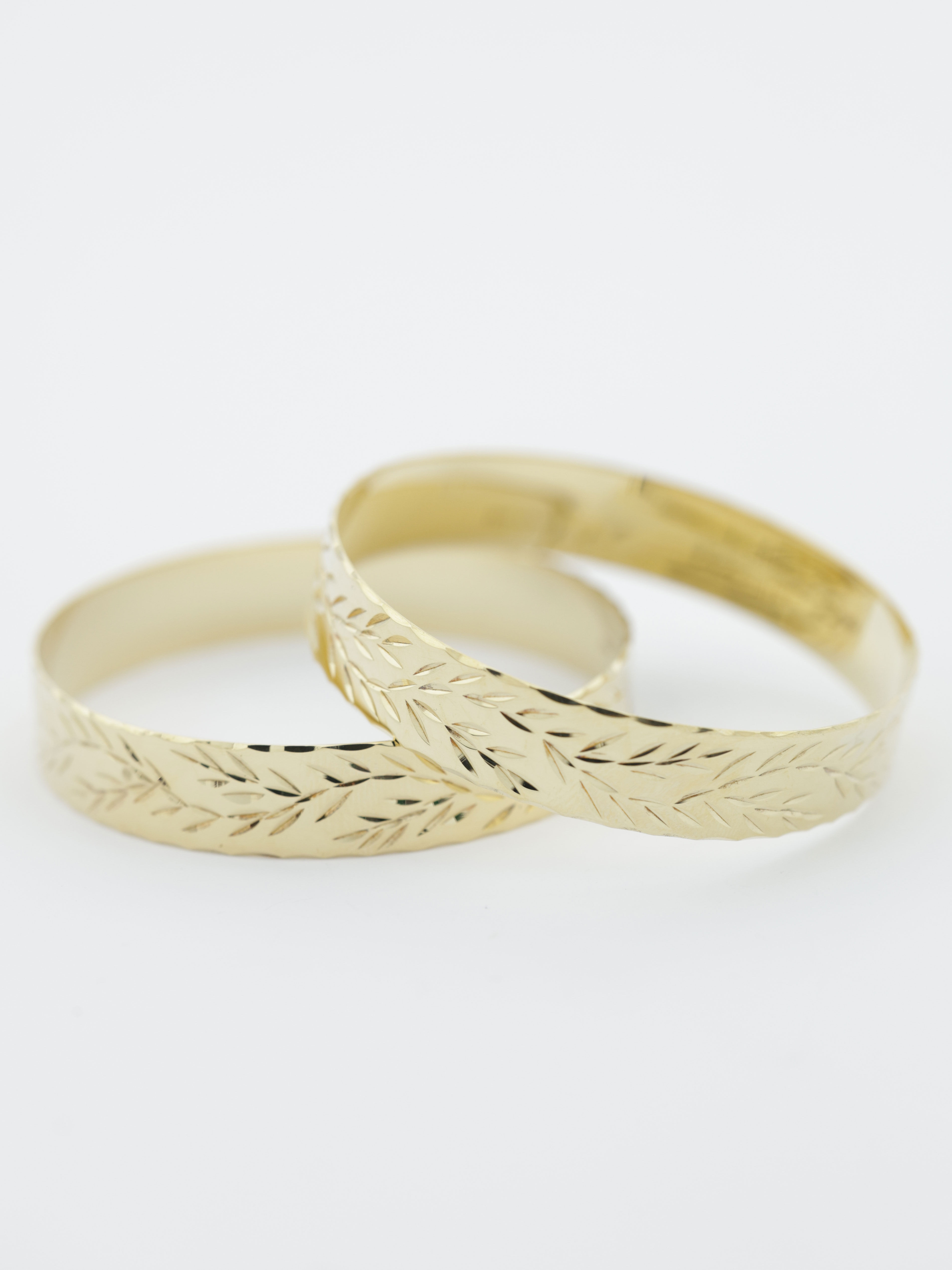 9ct Yellow Gold Baby/Kids Patterned Gypsy Bangles 6"