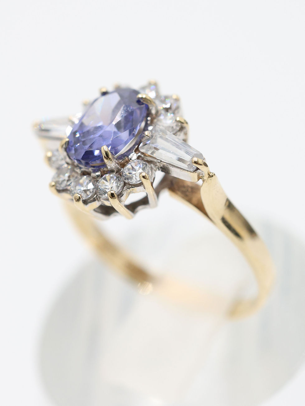 Thumbnail: 9ct Yellow Gold Iolite & CZ Statement Ring