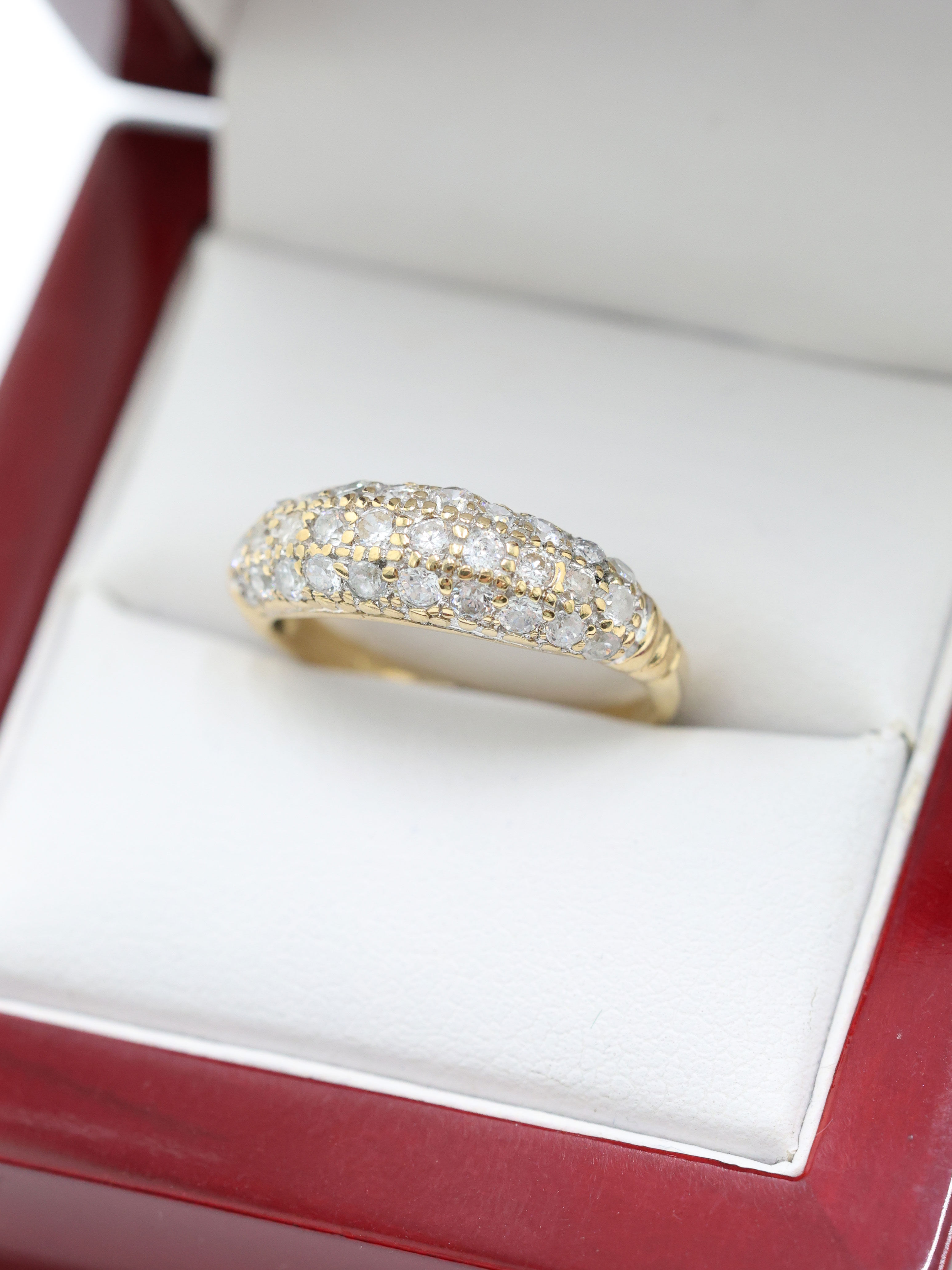 9ct Yellow Gold CZ Dome Cluster Ring