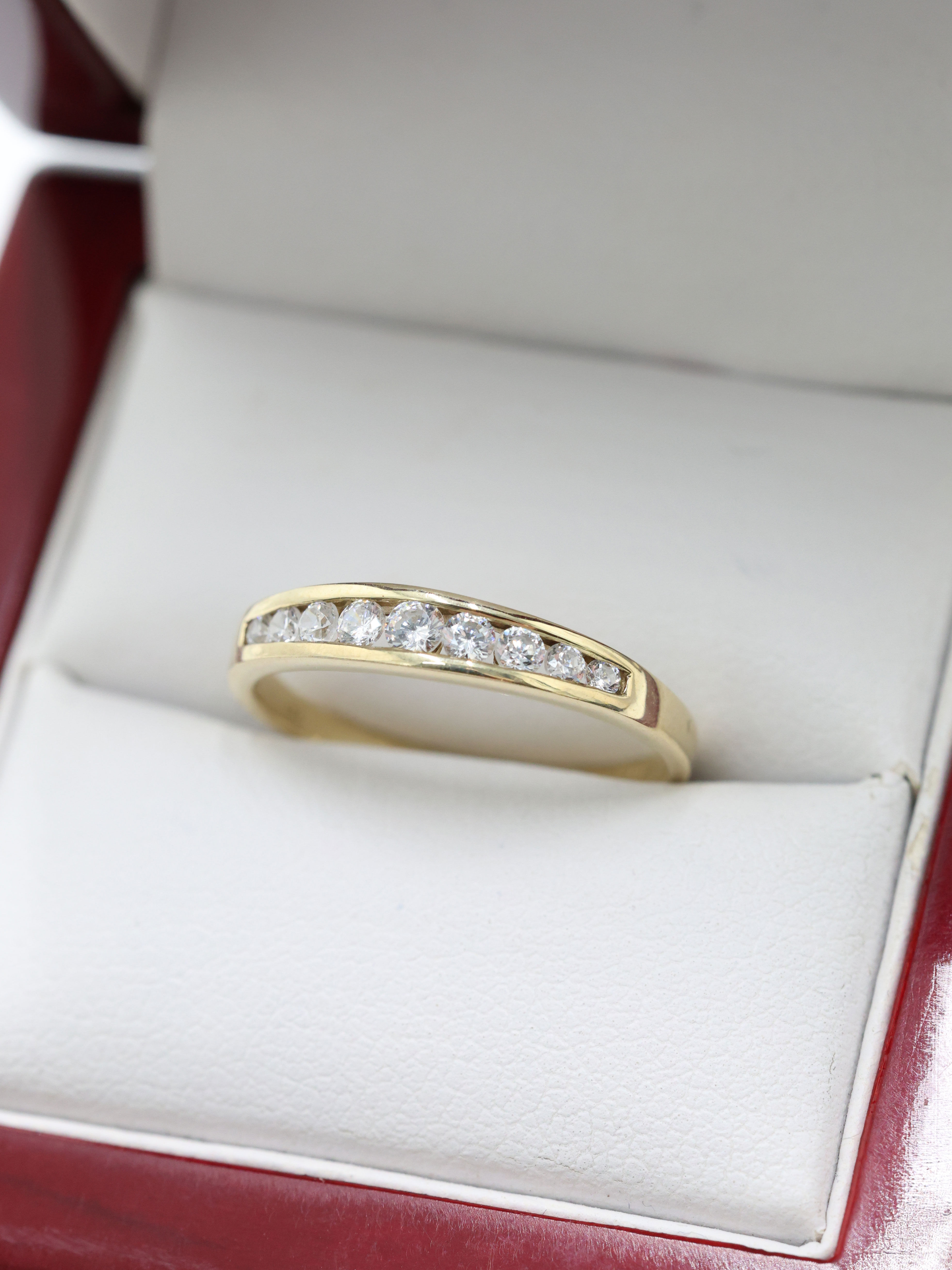 9ct Yellow Gold CZ Half Eternity Ring
