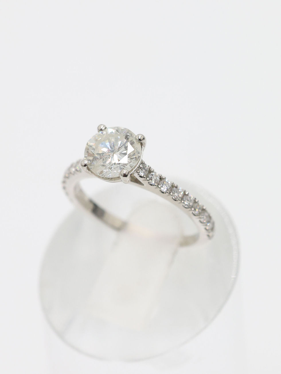 Thumbnail: Platinum Natural 1.20 Carat Diamond Solitaire & Diamond Shoulders Ring