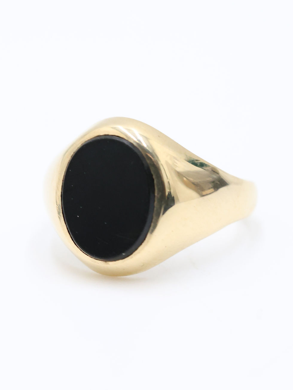 Thumbnail: 9ct Yellow Gold Oval Black Onyx Signet Pinky Ring  Size H 1/2