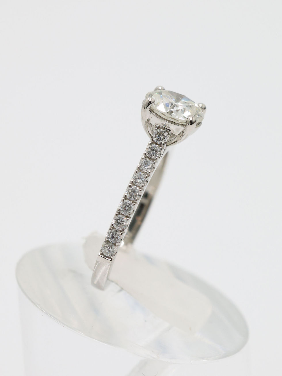 Thumbnail: Platinum Natural 1.20 Carat Diamond Solitaire & Diamond Shoulders Ring