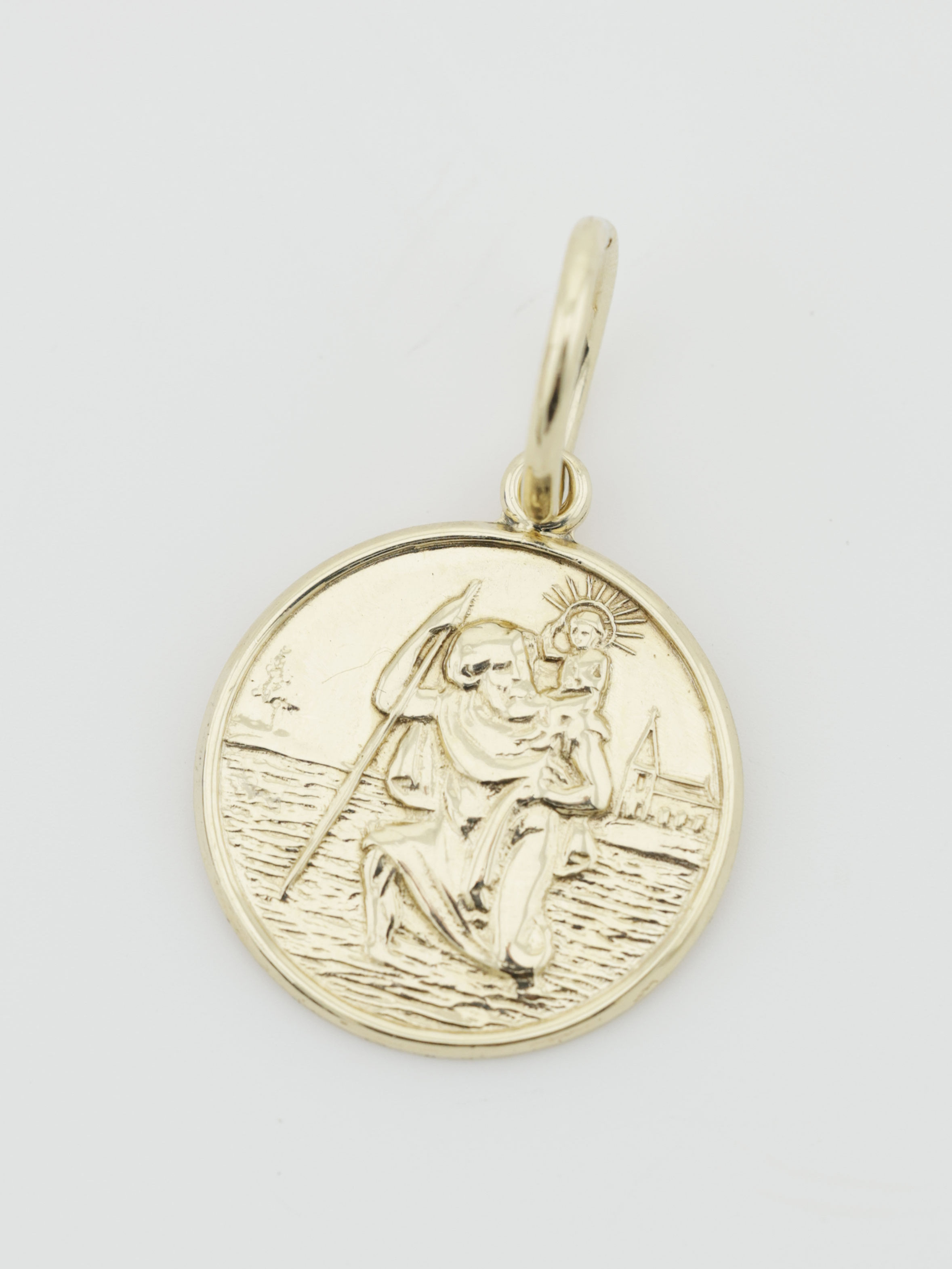 9ct Yellow Gold Circular St Christopher Pendant