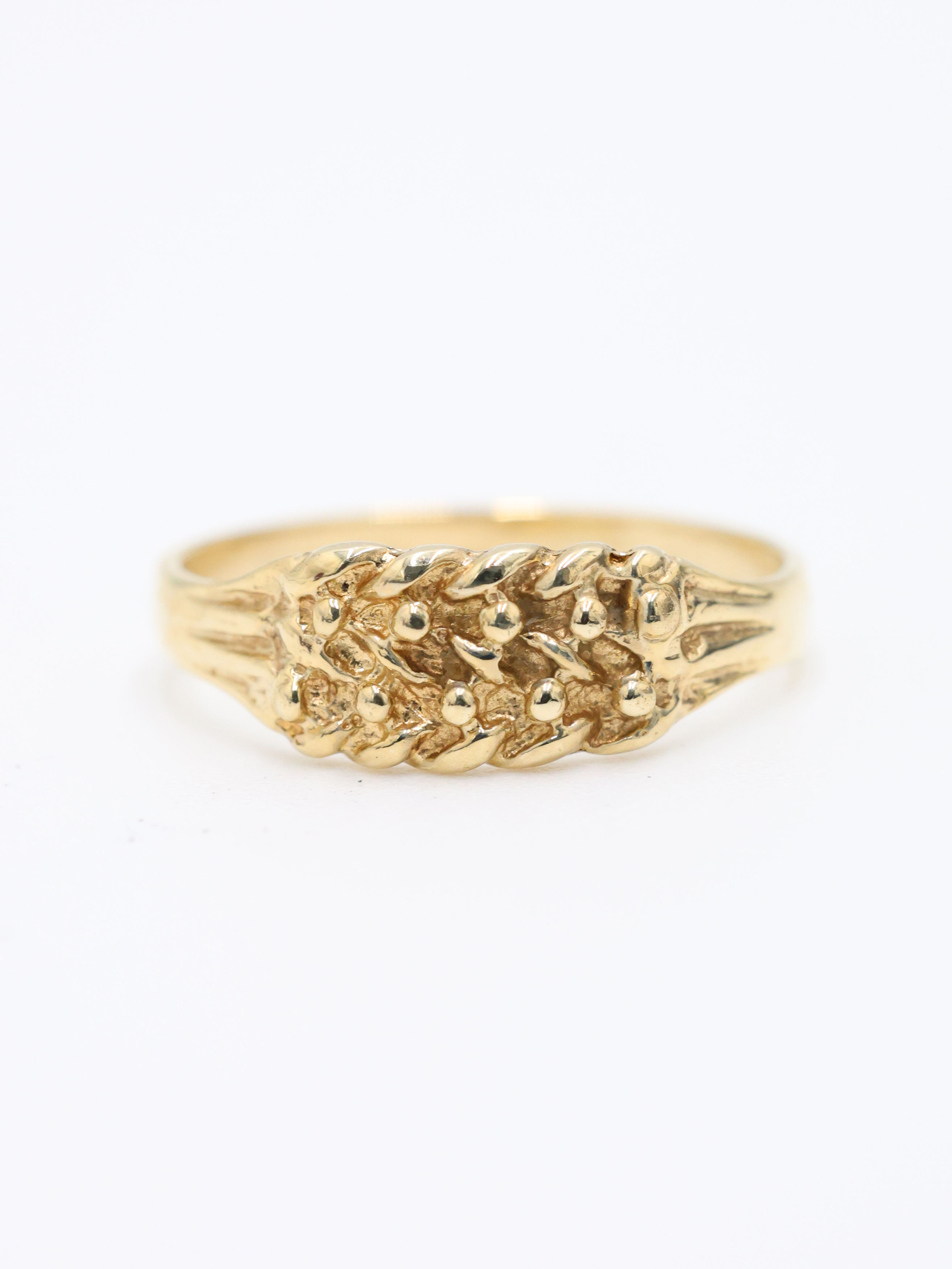 9ct Yellow Gold Baby 2 Row Keeper Signet Ring Size J