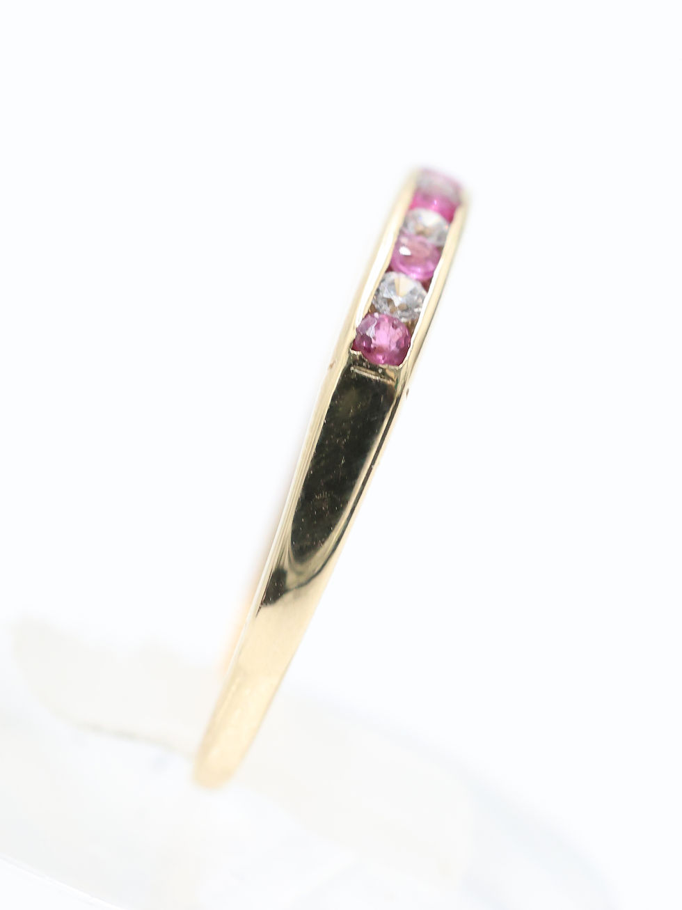 Thumbnail: 9ct Yellow Gold Pink Topaz & CZ Half Eternity Ring