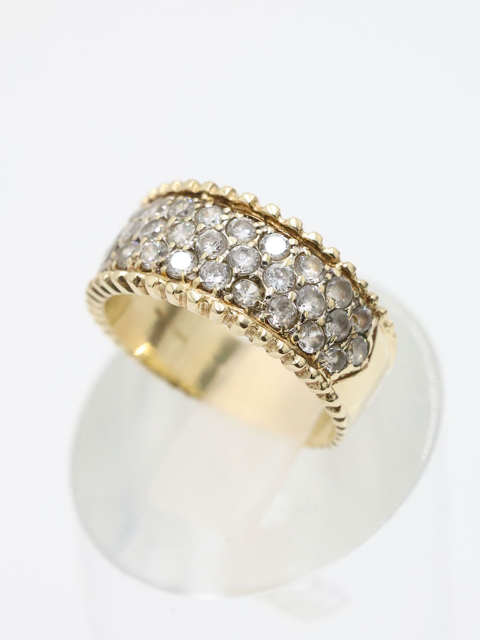 Thumbnail: 9ct Yellow Gold CZ Chunky Cluster Half Eternity Ring