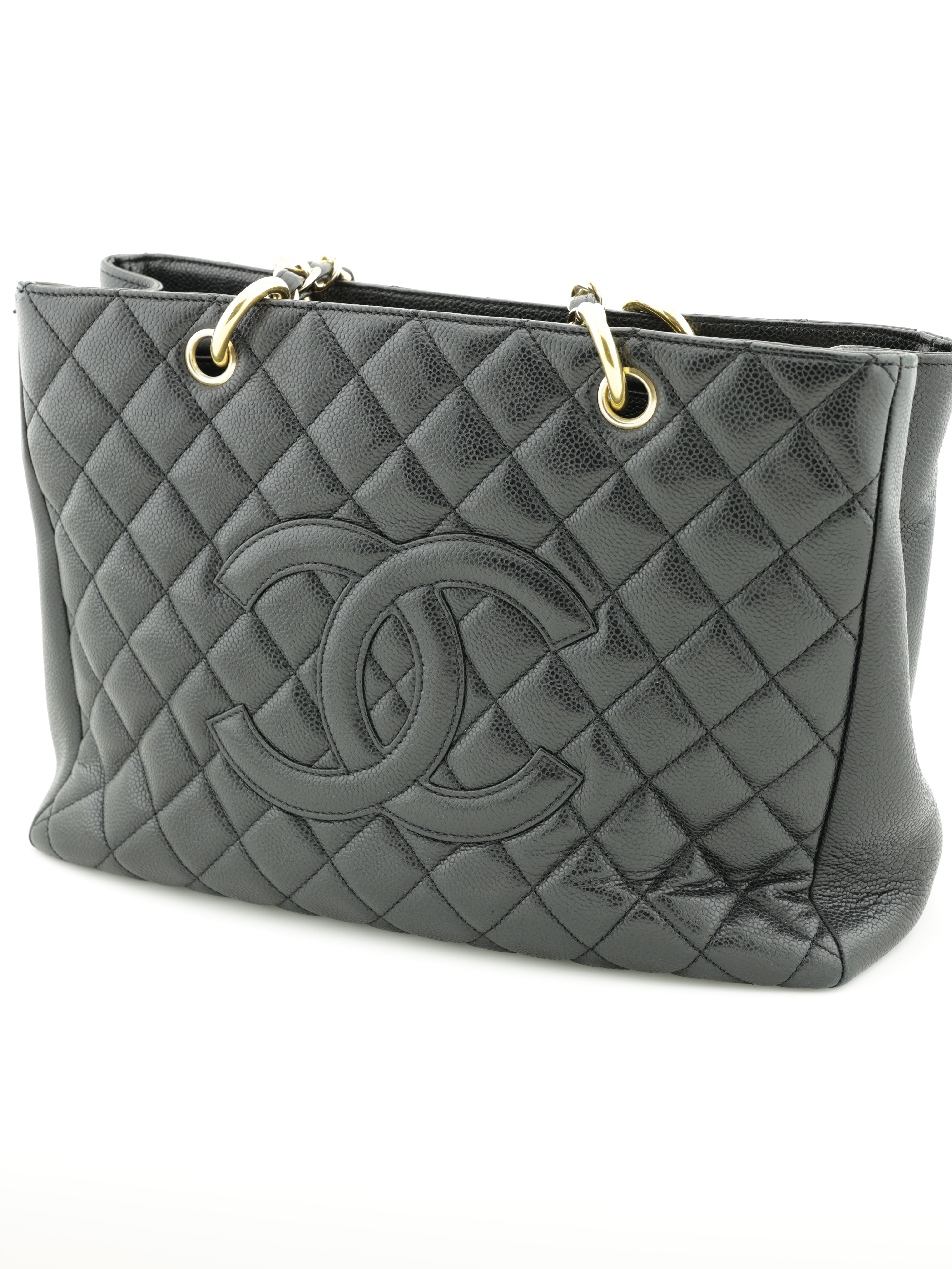 Chanel Grand Shopping Tote Black CC Caviar Bag