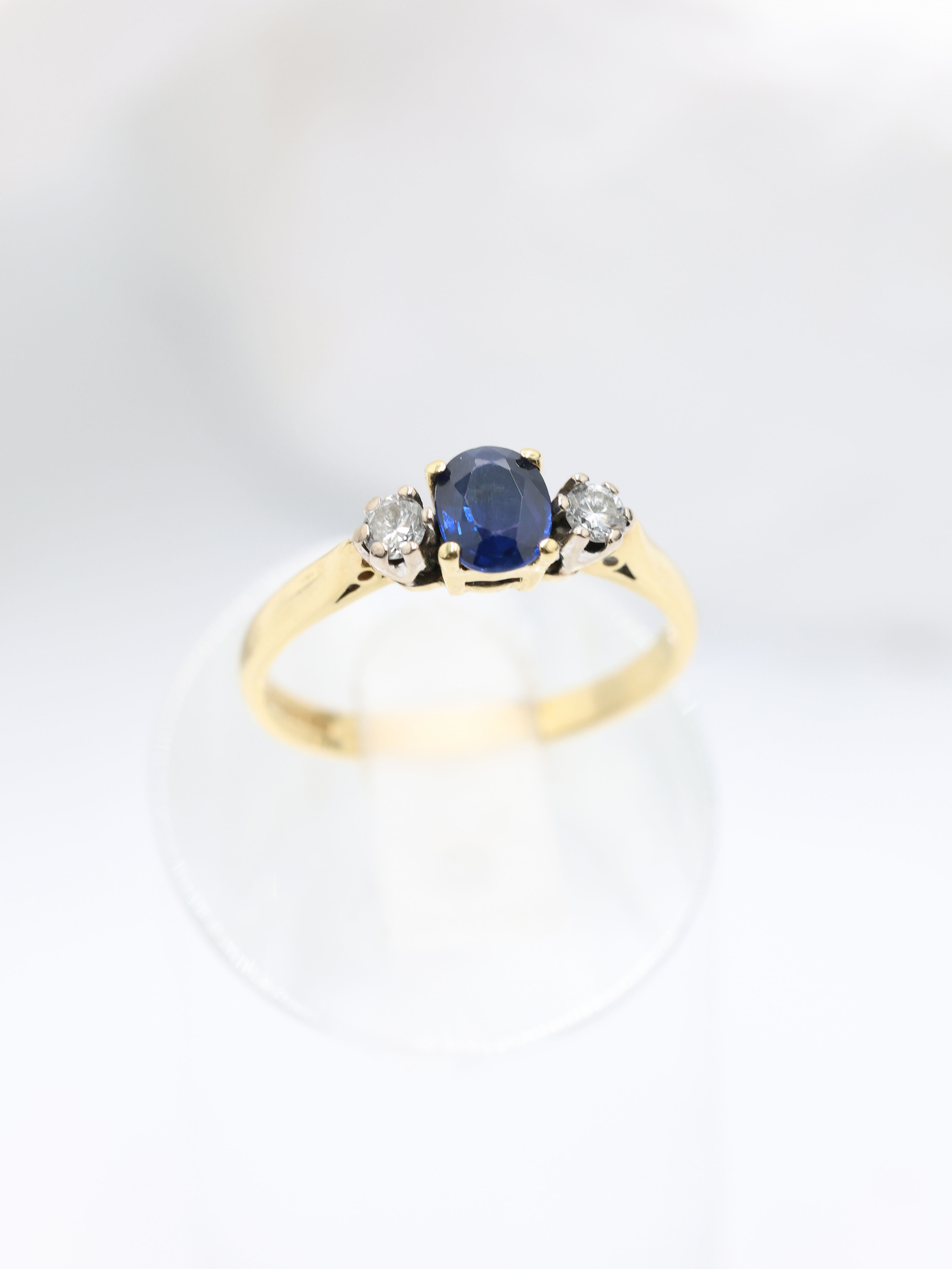 18ct Yellow Gold Sapphire & Diamond Trilogy Ring