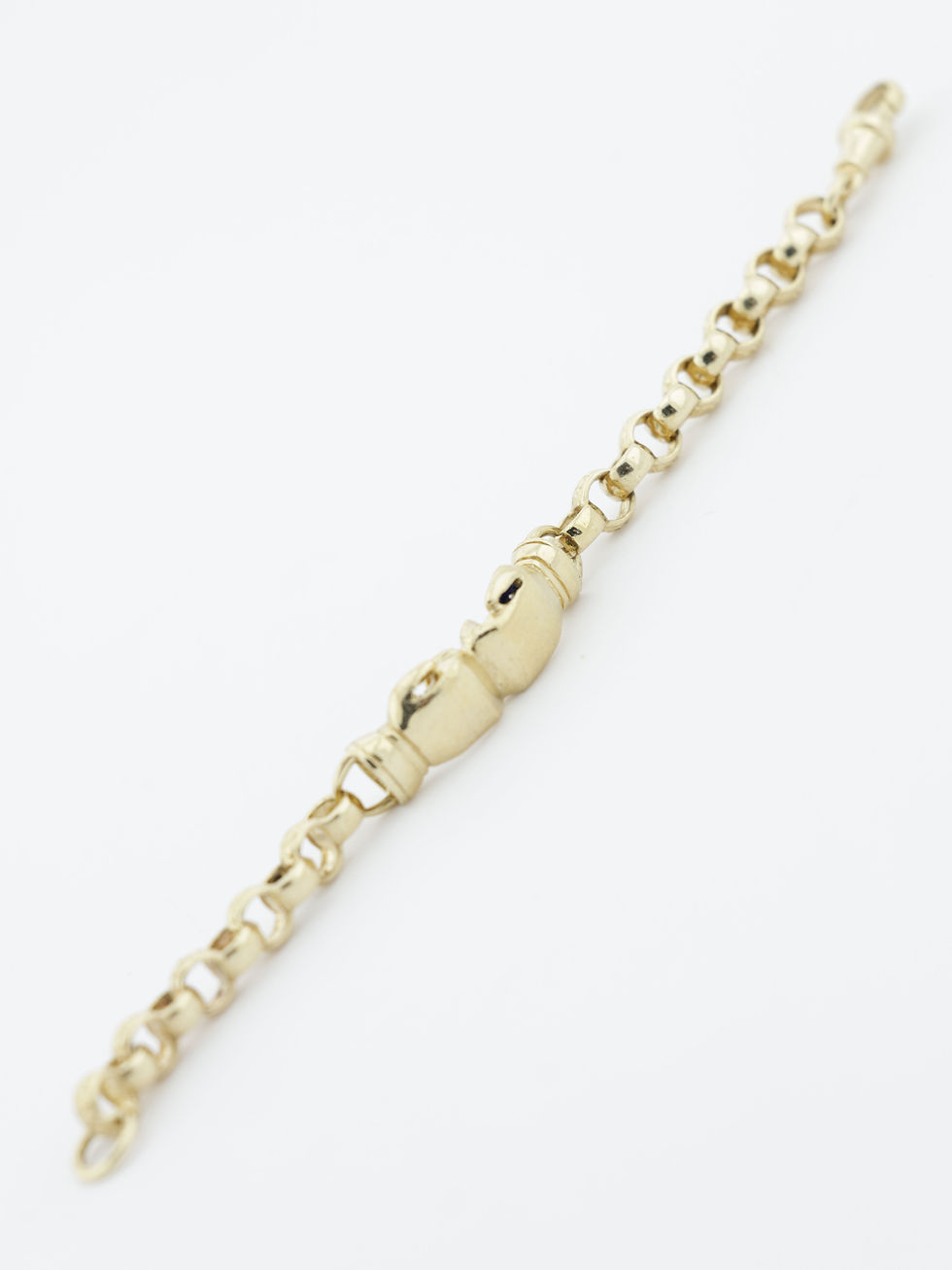 Thumbnail: 9ct Yellow Gold Double Boxing Glove Kids Belcher Bracelet  6"