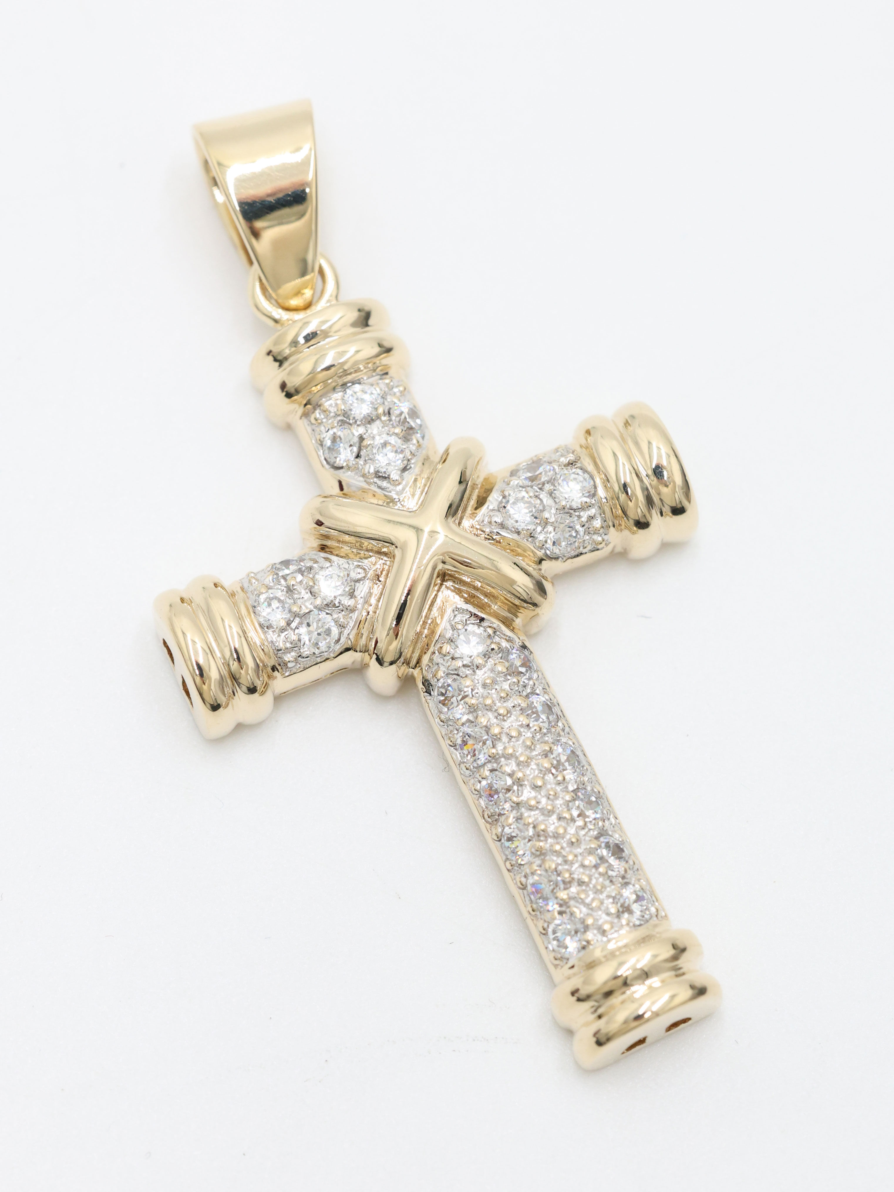 9ct Yellow Gold Large CZ Cross Pendant