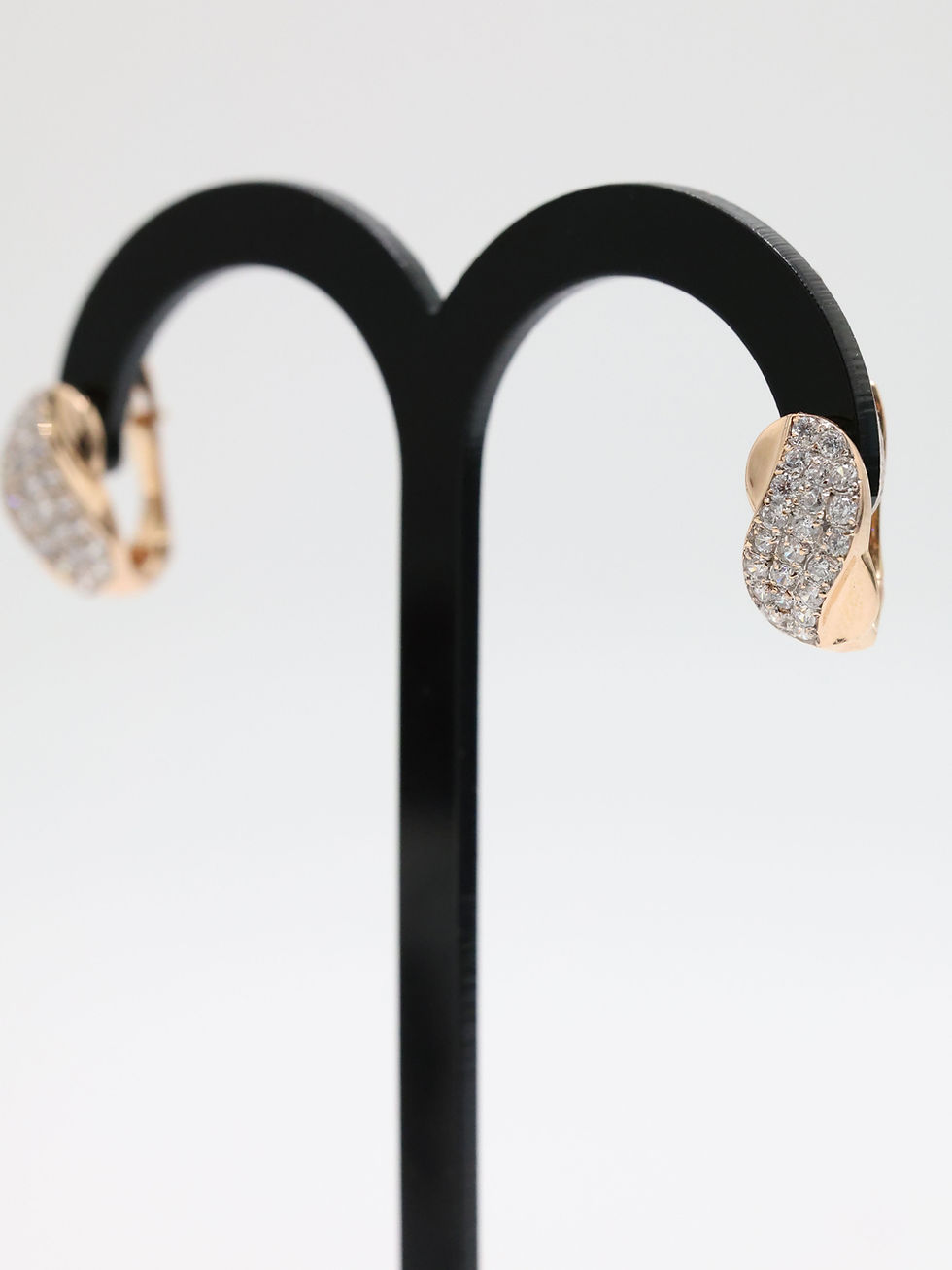 14ct Rose Gold CZ Cluster Huggie Hoop Earrings