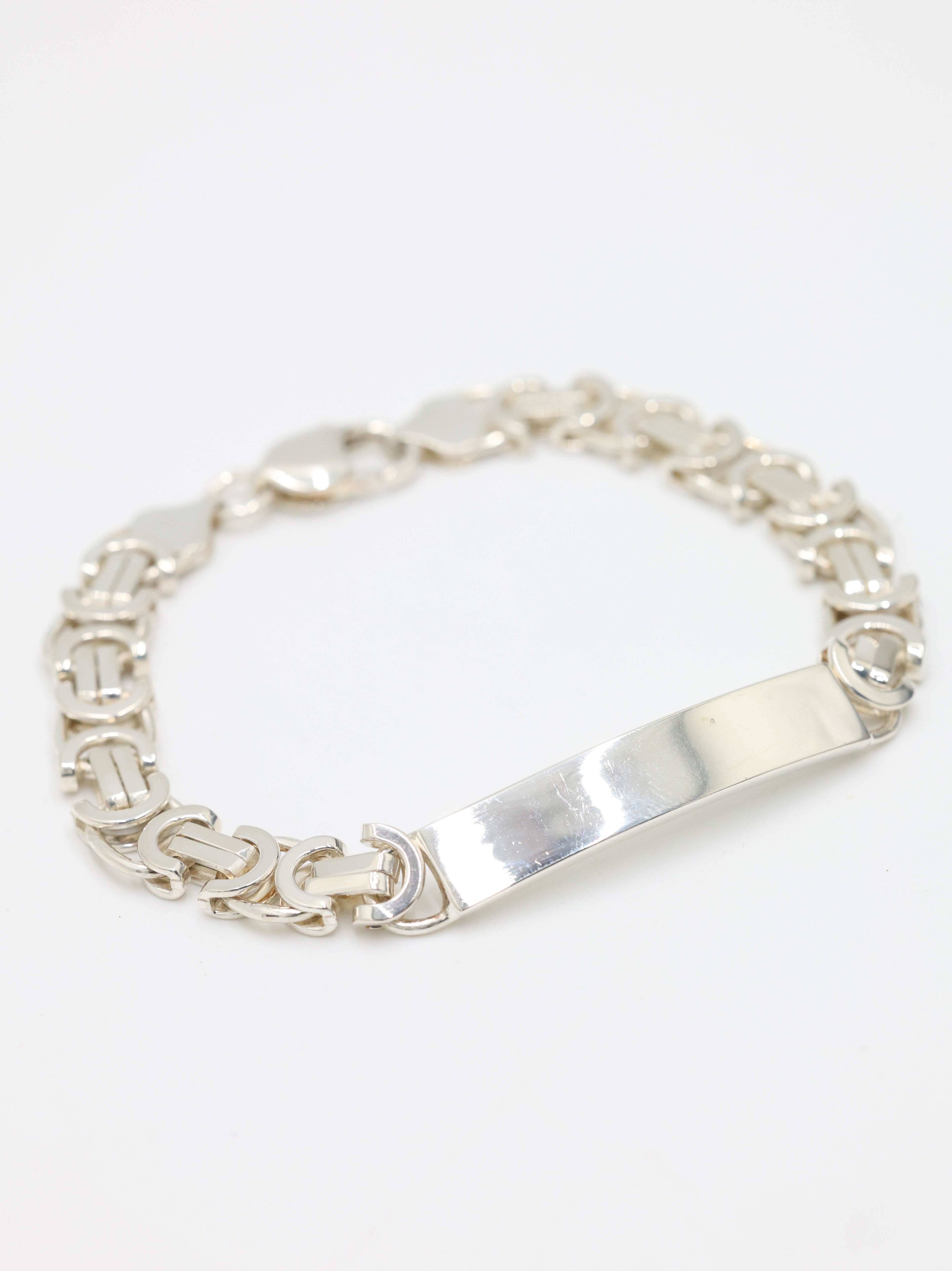 Sterling Silver 925 Byzantine Link & ID Bracelet 8"