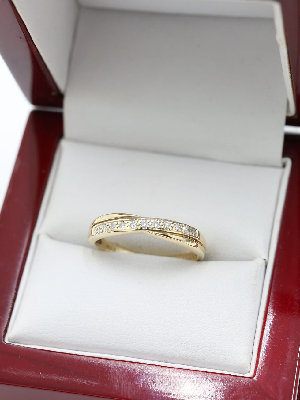 9ct Yellow Gold Diamond Twist Half Eternity Ring