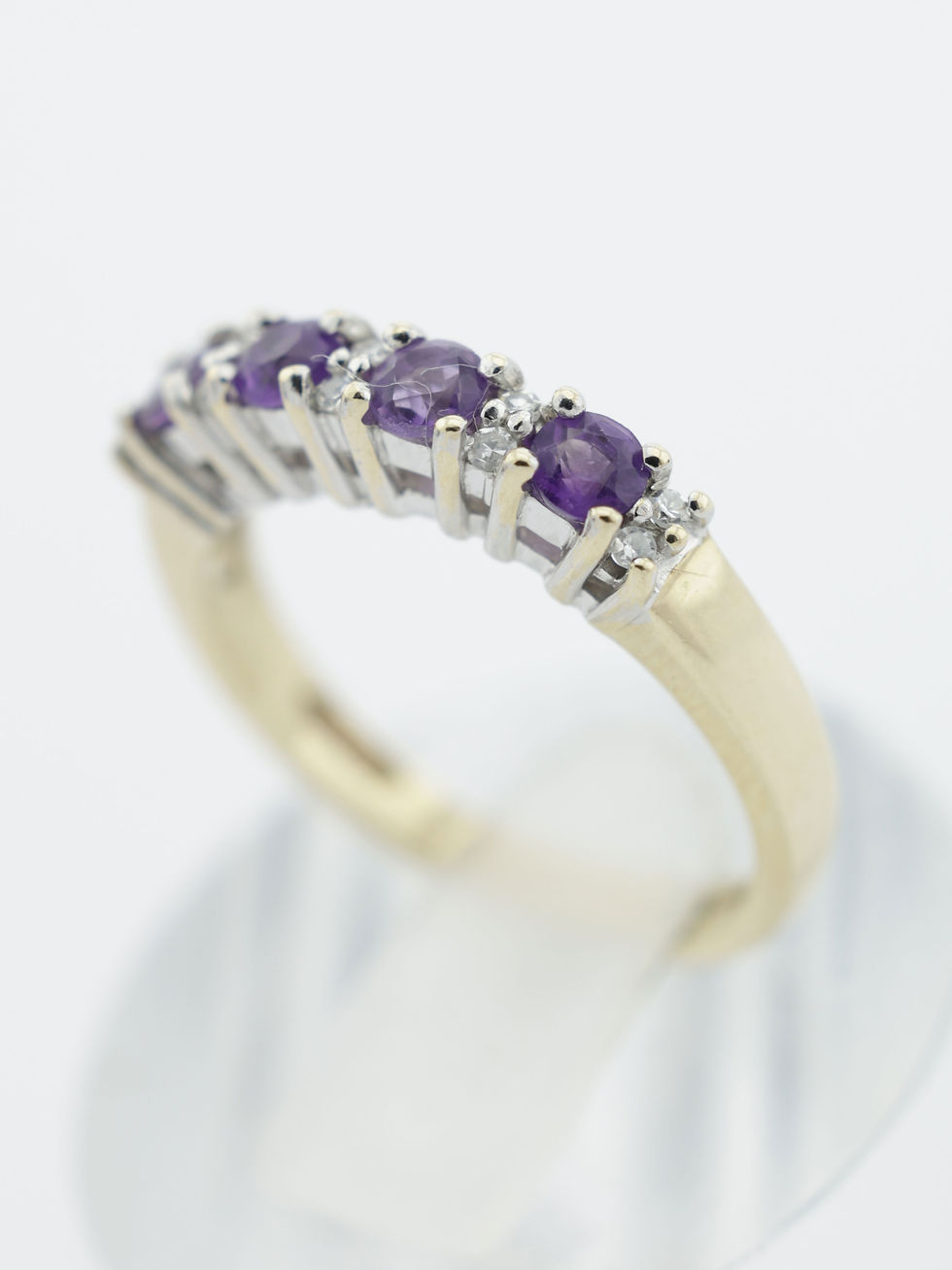 Thumbnail: 9ct Yellow Gold Diamond & Amethyst Half Eternity Ring