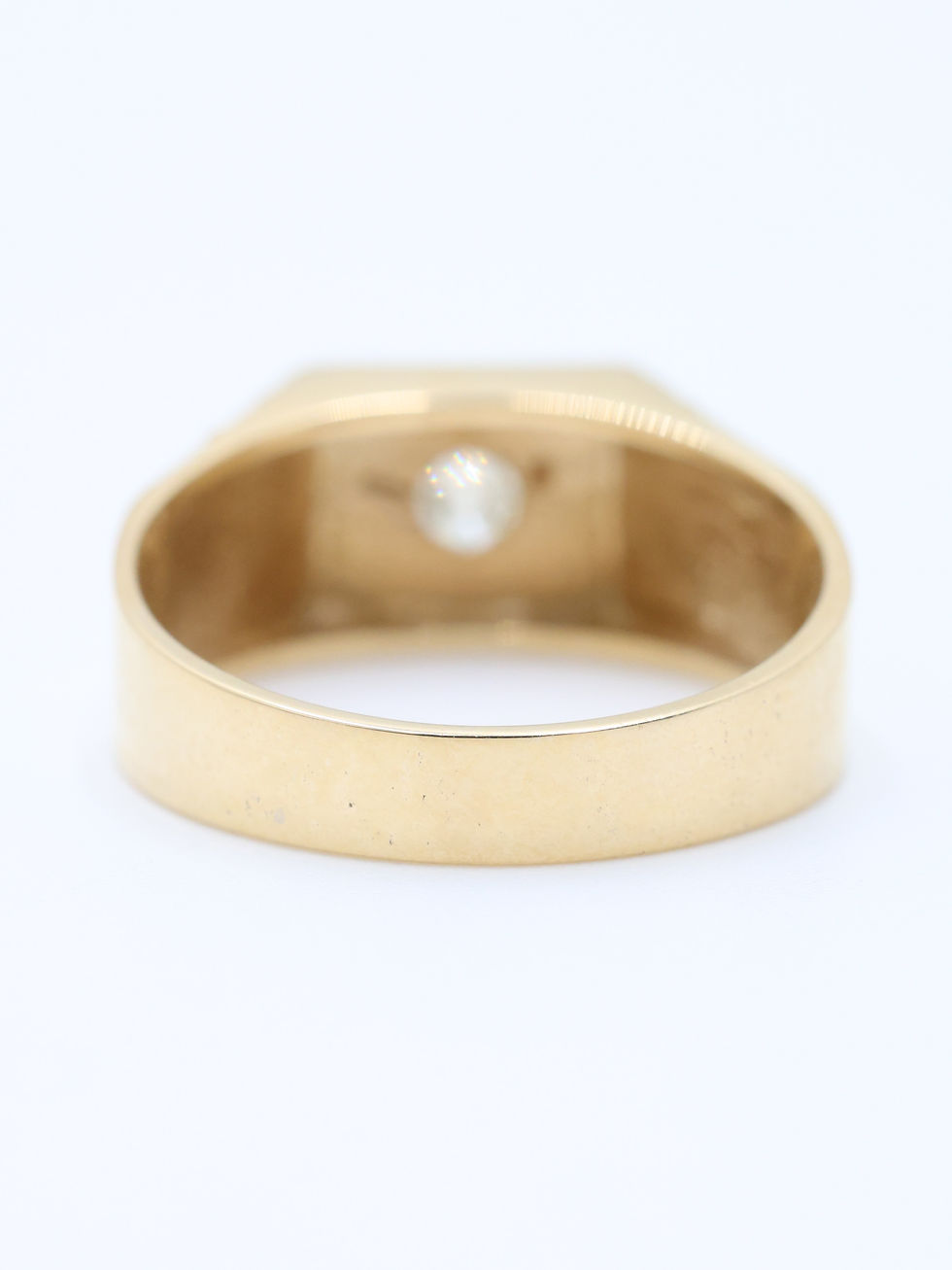 Thumbnail: 9ct Yellow Gold 0.16 Carat Diamond Faceted Square Signet Ring