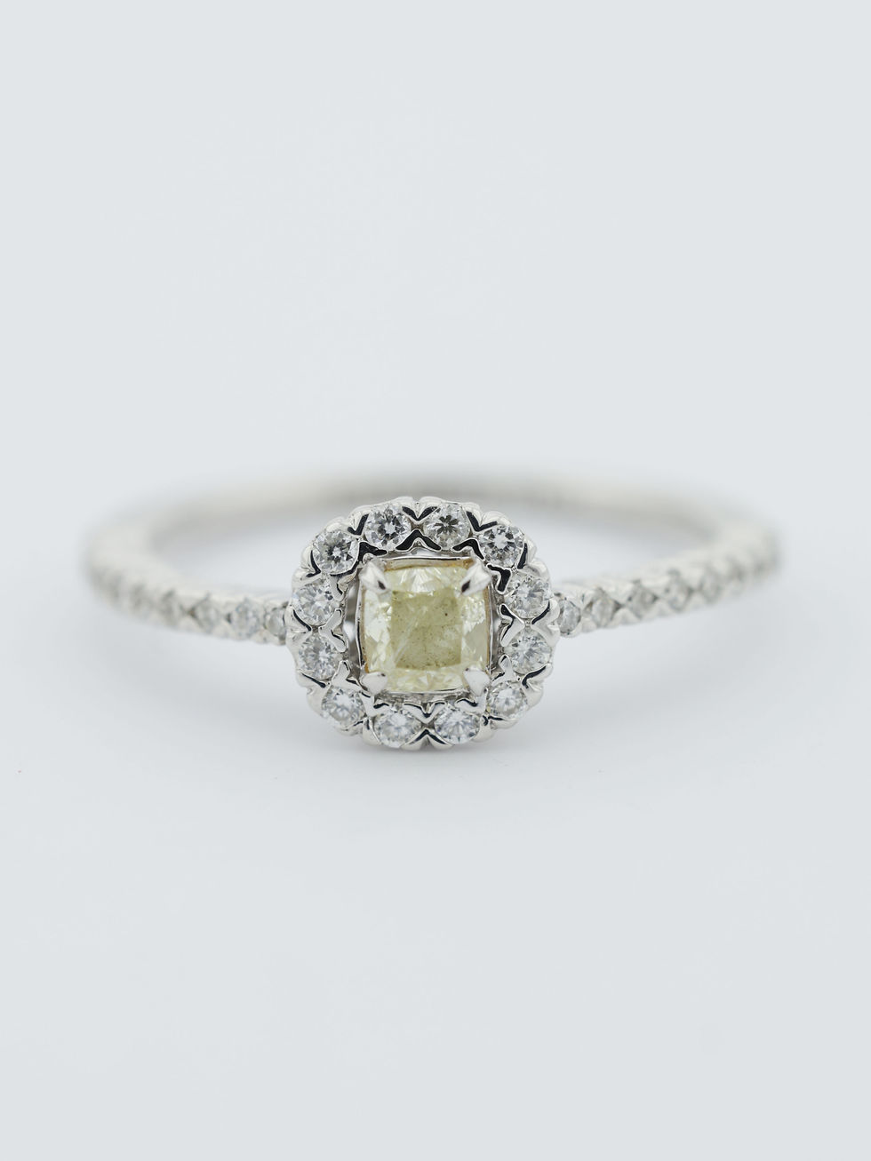 Thumbnail: 18ct White Gold 1/3 Carat Champagne Diamond Halo Ring