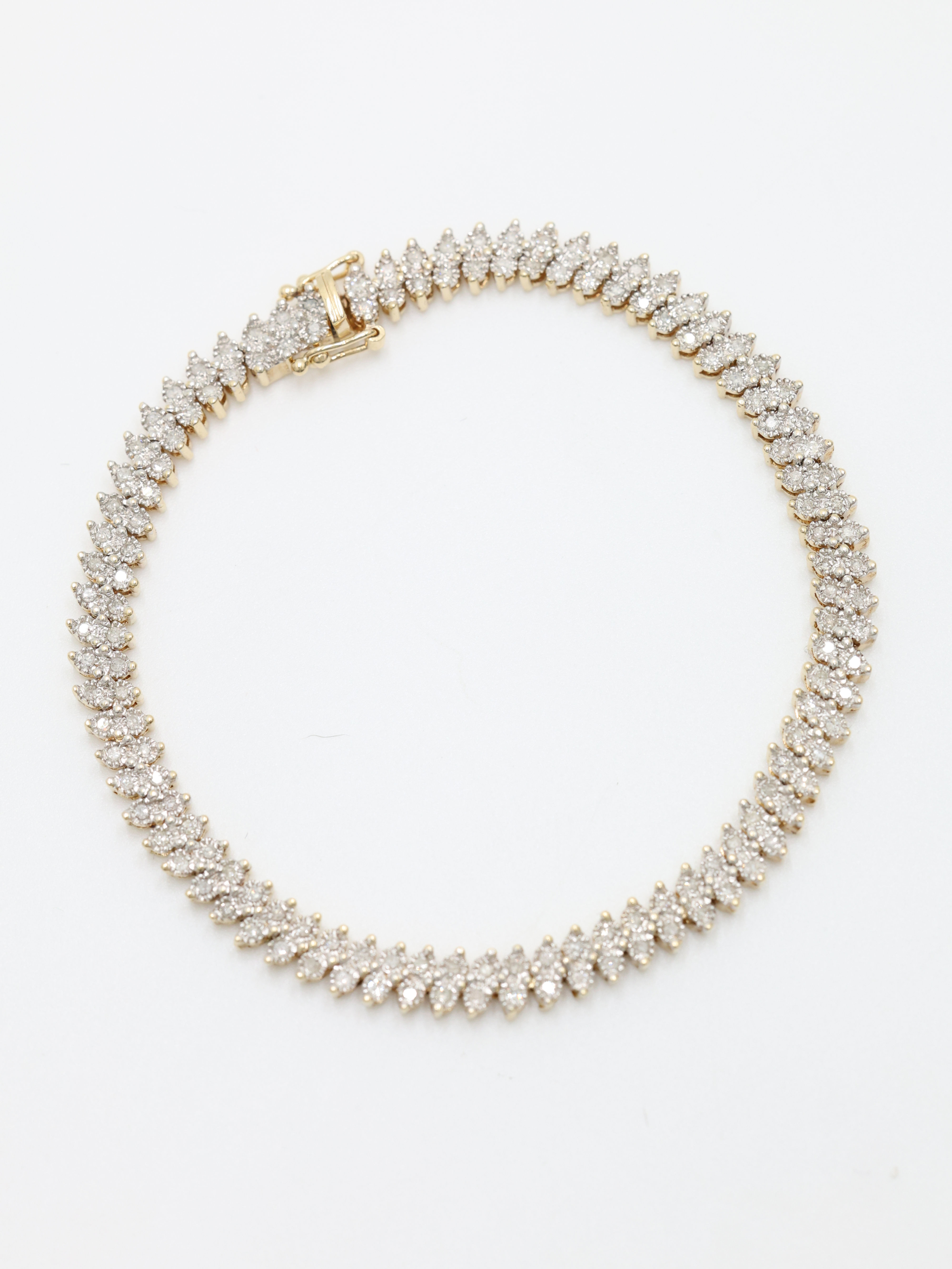 9ct Yellow Gold One Carat Diamond Tennis Bracelet 7.5"