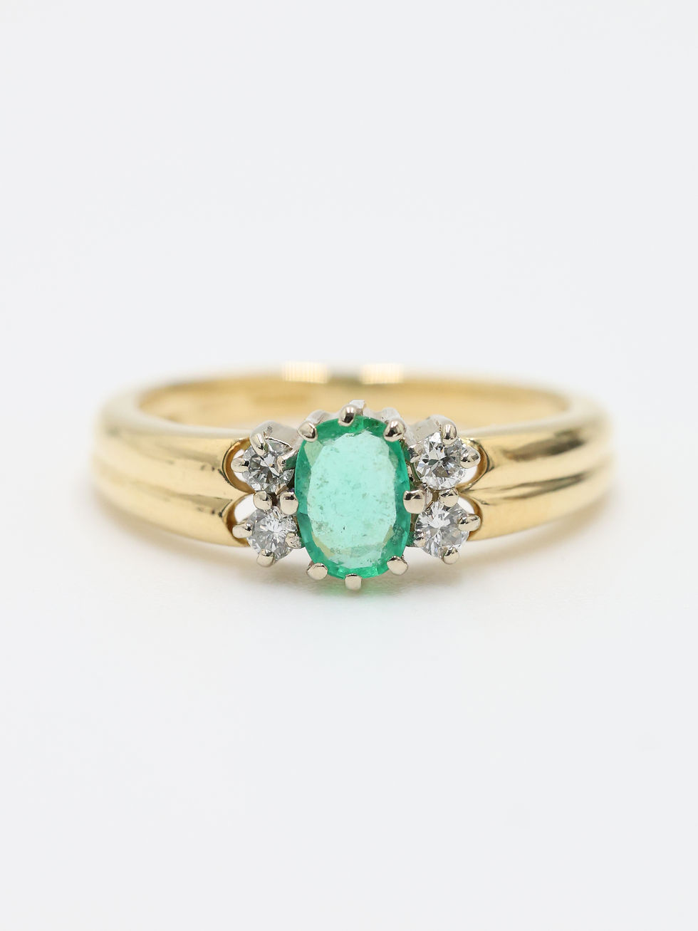 Thumbnail: 18ct Yellow Gold Emerald & Diamond Ring