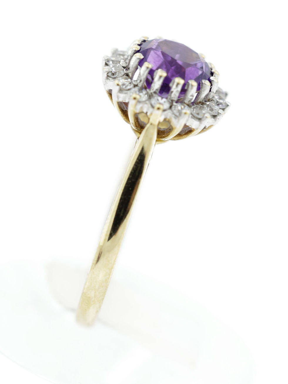 Thumbnail: 9ct Yellow Gold Amethyst & CZ Cluster Ring