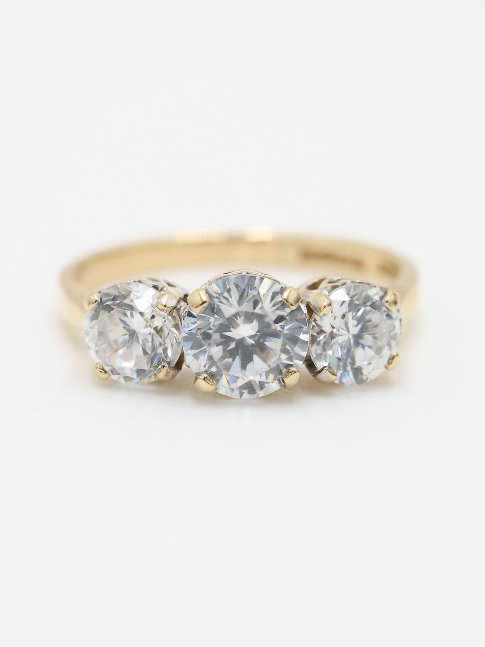 Thumbnail: 14ct Yellow Gold CZ Trilogy Ring