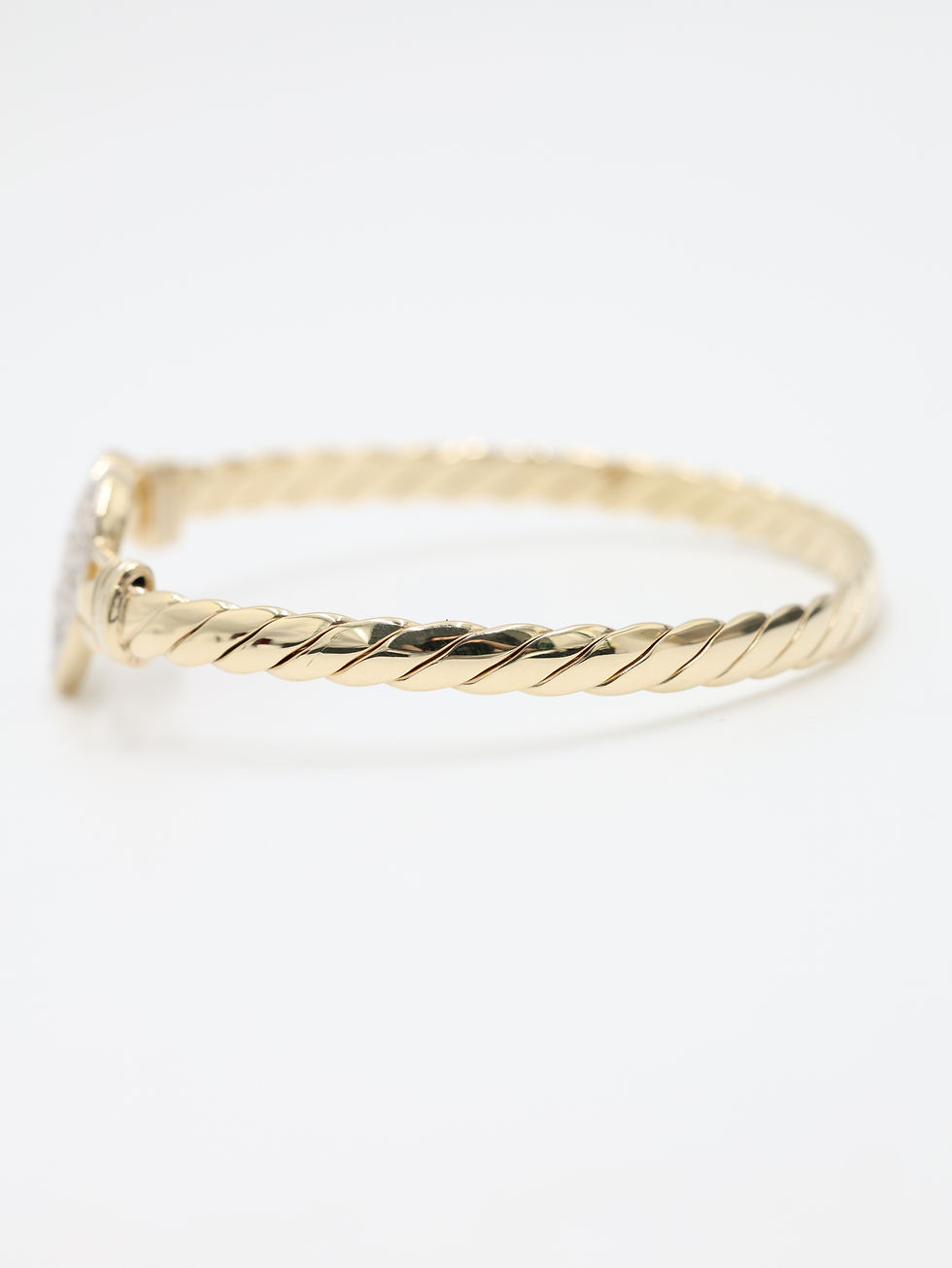 Thumbnail: 9ct Yellow Gold CZ Heart Gucci Hook Bangle Bracelet  7.5"