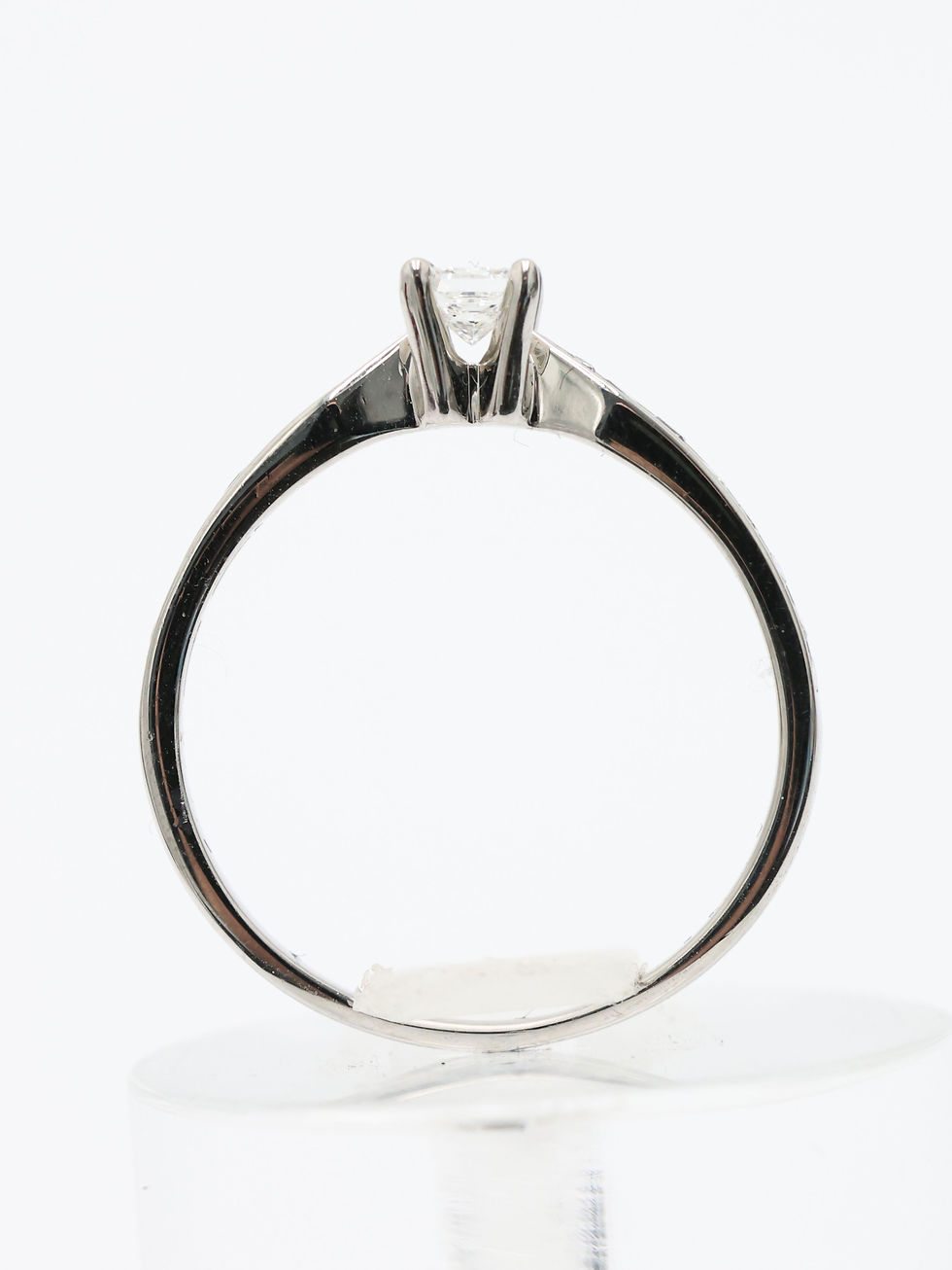Thumbnail: Platinum 1/2 Carat Princess Cut Solitaire Ring & Shoulders