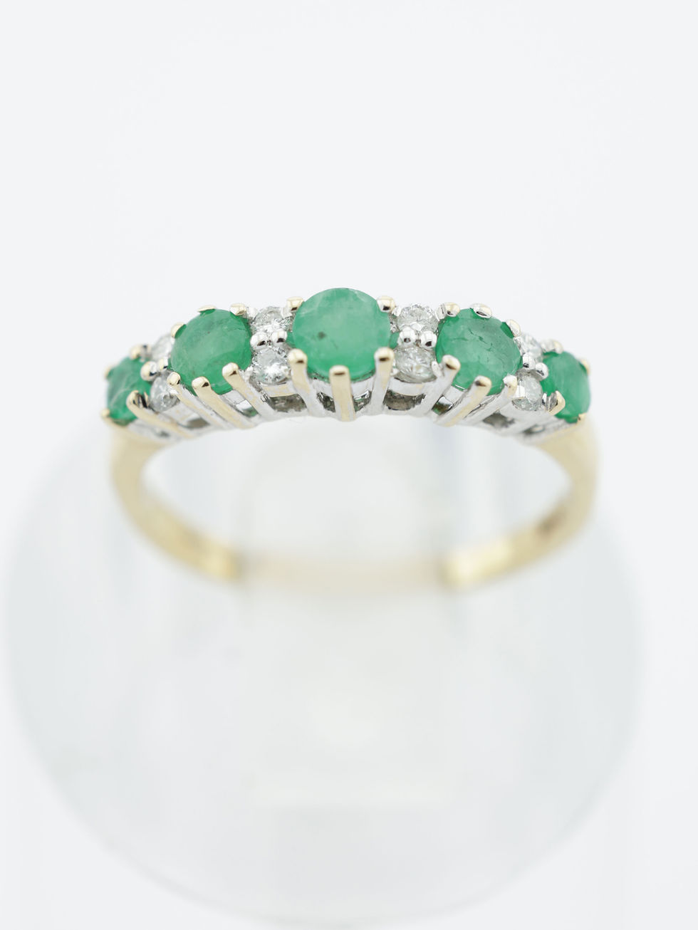 Thumbnail: 9ct Yellow Gold Emerald & Diamond Half Eternity Ring