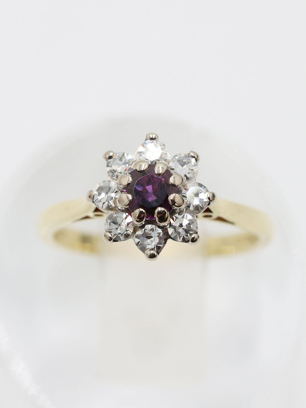 Thumbnail: 18ct Yellow Gold Purple Sapphire & Diamond Cluster Ring